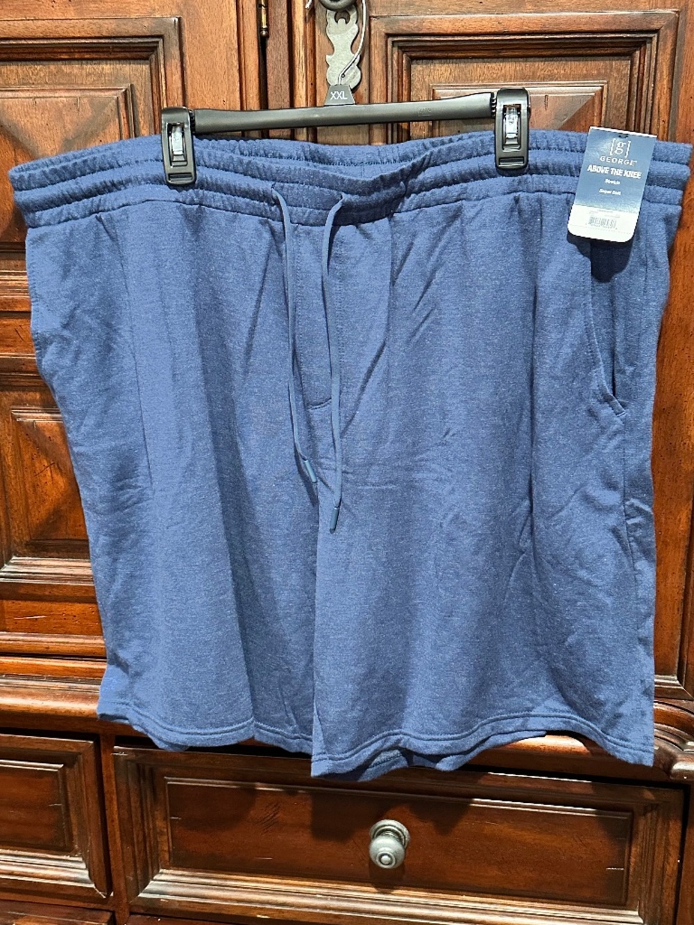 Men's 3XL 48-50 g GEORGE ABOVE THE NEE SUPER SOFT KNIT STRETCH SHORTS Blue